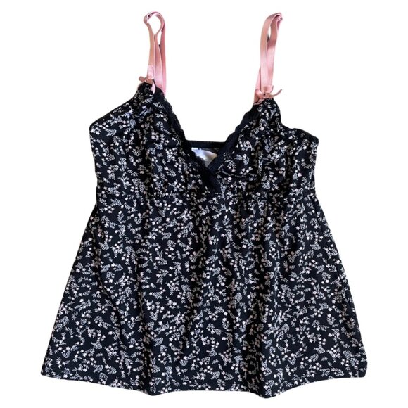 Marilyn Monroe Black Floral Cami with Pink Adjustable Straps Size Small - Picture 1 of 6